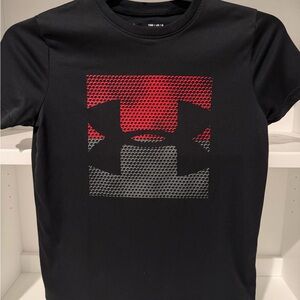 Under Armour Kids Black Tee with Red and Gray Graphic